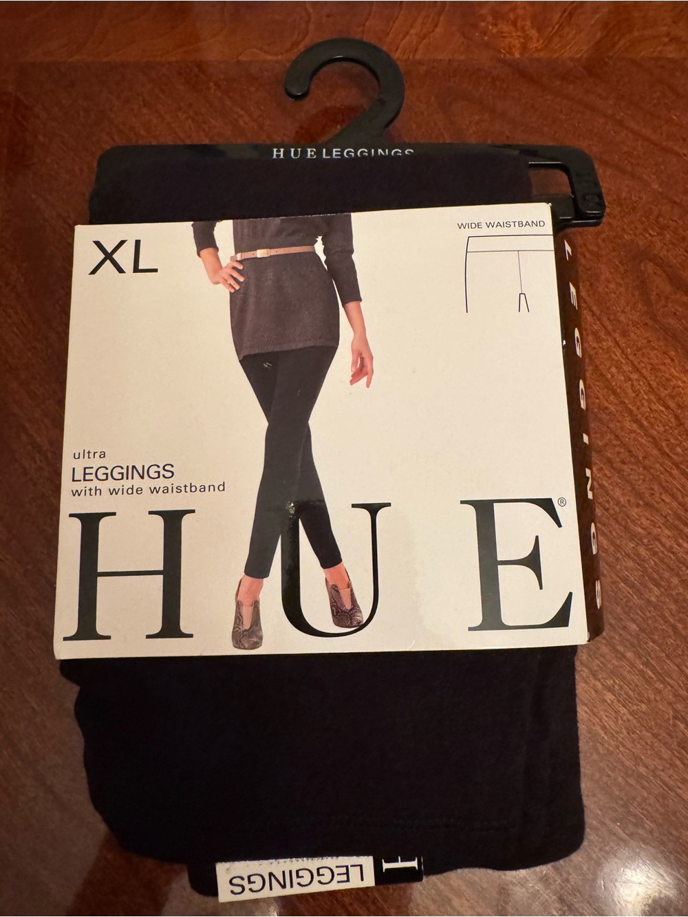 HUE Leggings Ultra Leggings with Wide Waistband - Black, XL **NWT**